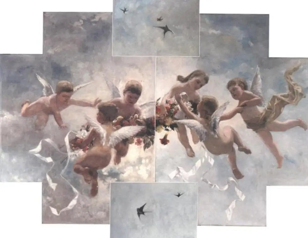 Décoration de plafond de putti et d'oiseaux - Piet Mondrian image 1 copie de tableau peinte à la main
