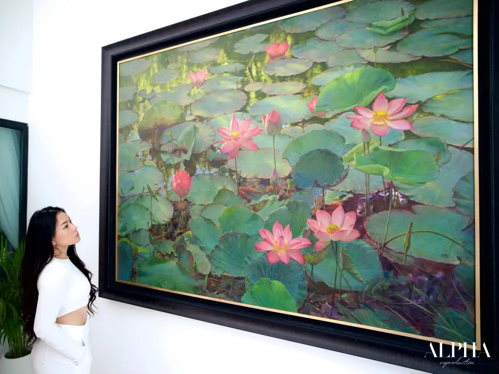 Découvrez Water Lilies and Lotuses II – Somchai | 200 x 150 cm Reproductions de tableaux à la peinture à l’huile