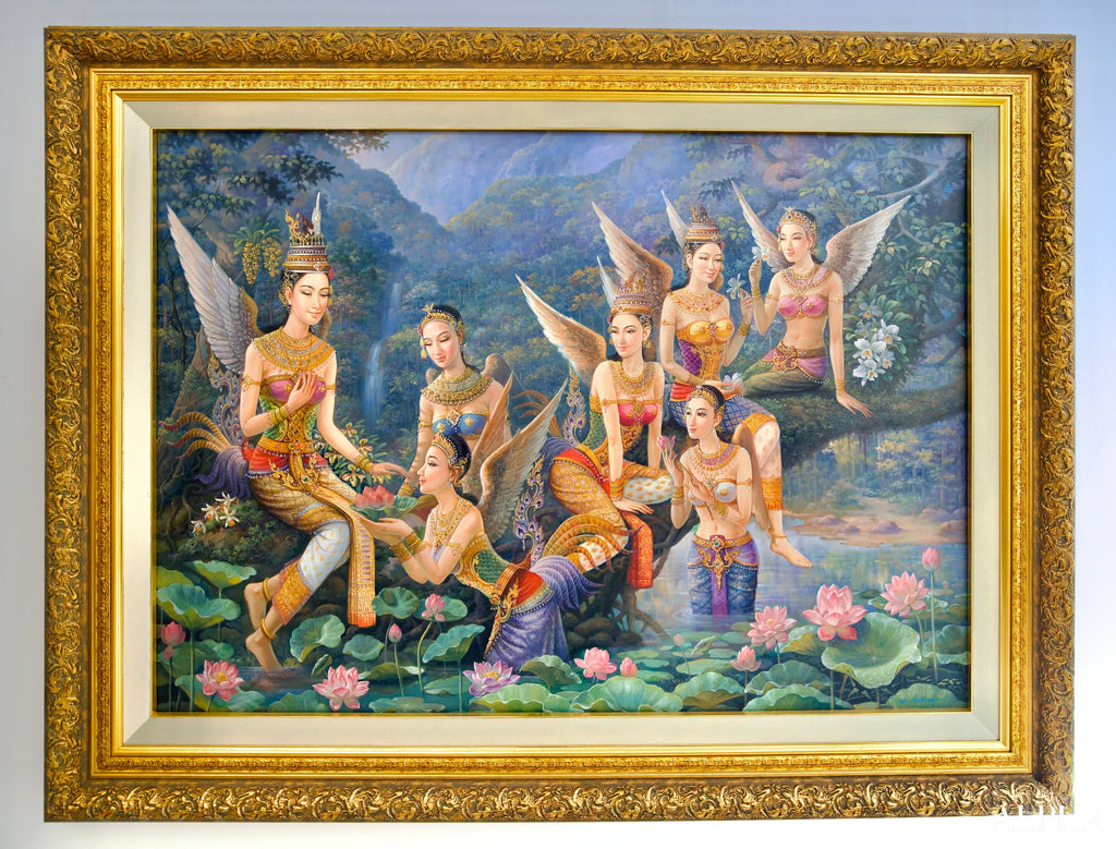 Déesse Kinnaree | 170 x 120 cm Reproductions de tableaux à la peinture à l’huile