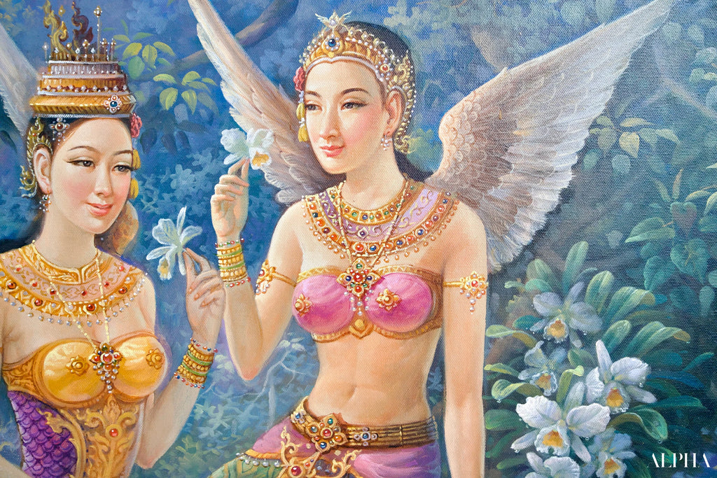 Déesse Kinnaree | 170 x 120 cm Reproductions de tableaux à la peinture à l’huile