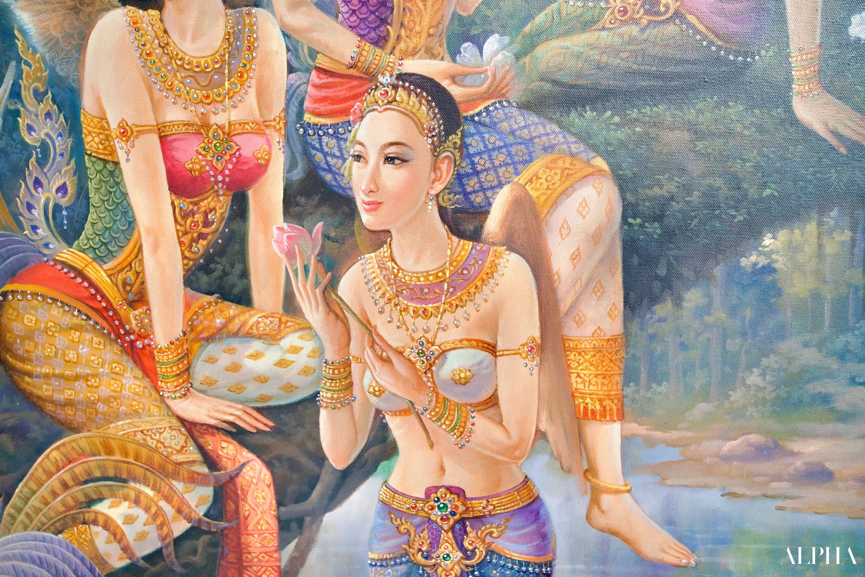 Déesse Kinnaree | 170 x 120 cm Reproductions de tableaux à la peinture à l’huile