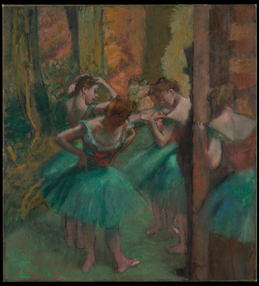 Bailarines, rosas y verdes - Edgar Degas
