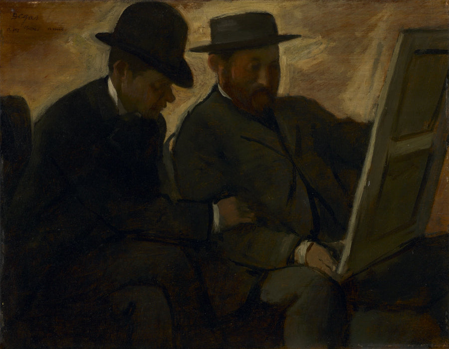 Paul Lafond y Alphonse Cherfils examinando una pintura - Edgar Degas