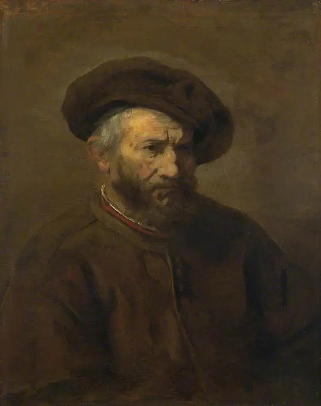 Media figura de un hombre barbudo con boina - Rembrandt