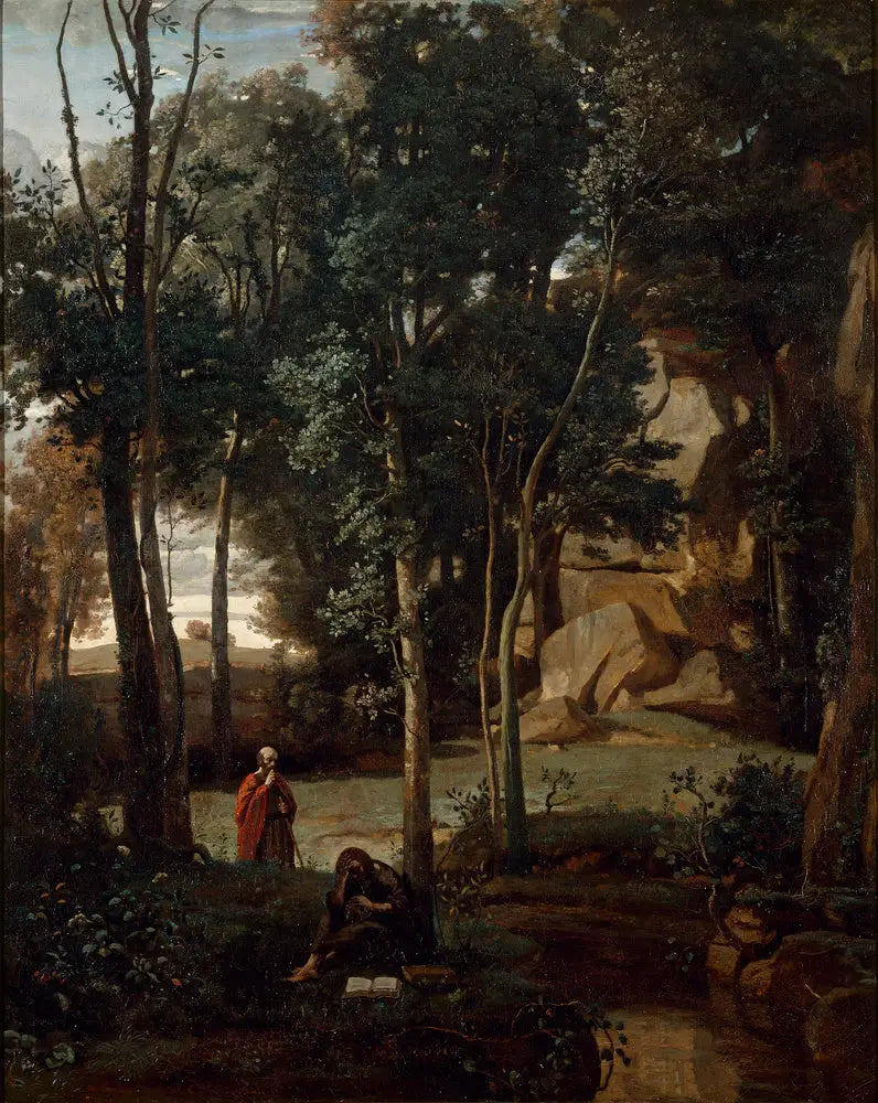 Démocrite et les Abdéritains, paysage - Jean-Baptiste Camille Corot image 2 reproduction artisanale de tableau