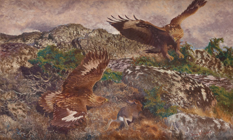 Águilas cazando una liebre - Bruno Liljefors