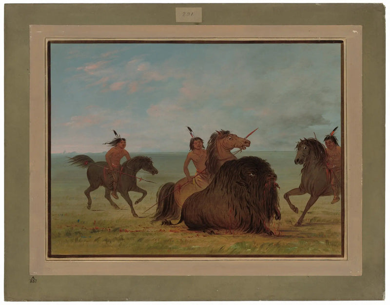 Los Camanchees lanzan un bisonte macho - George Catlin