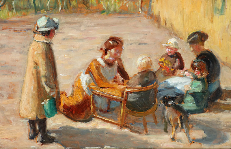 Mujeres y niños en un patio soleado. - Michael Peter Ancher