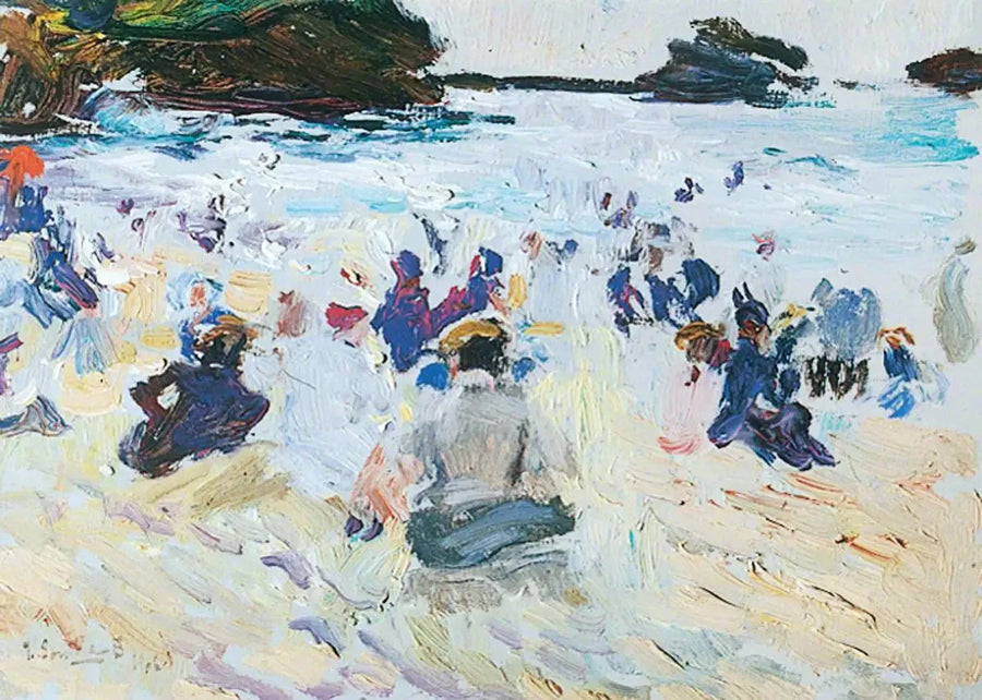 Personas sentadas en la playa - Joaquín Sorolla