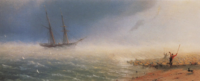 Ovejas empujadas por la tormenta en el mar. - Ivan Aïvazovski