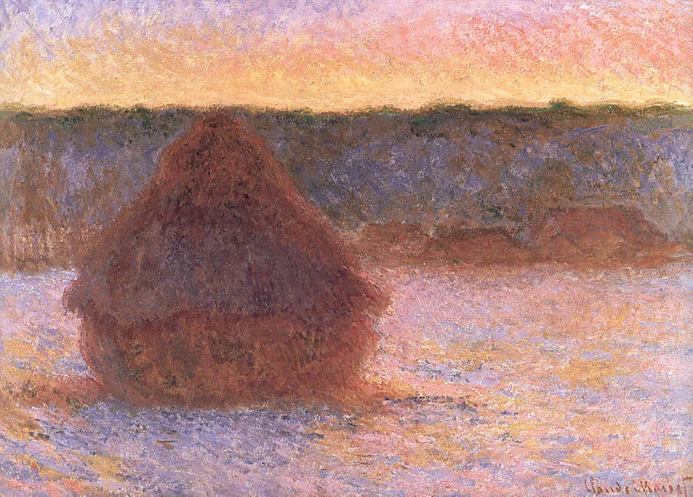 Des pailles de foin au coucher du soleil, temps glacial - Claude Monet image 1 reproduction d’œuvre d’art à l’huile