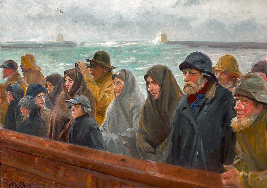Pescadores y sus familias en un muelle de Skagen. - Michael Peter Ancher
