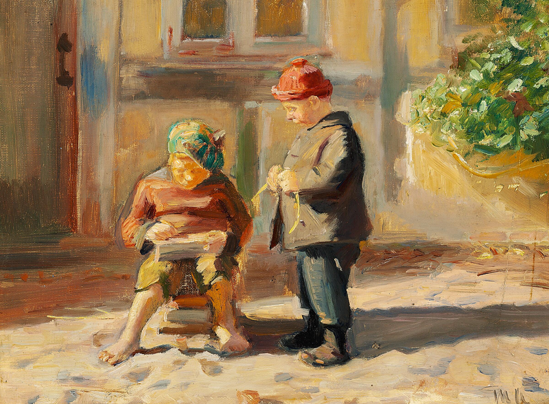 Niños pequeños jugando. - Michael Peter Ancher