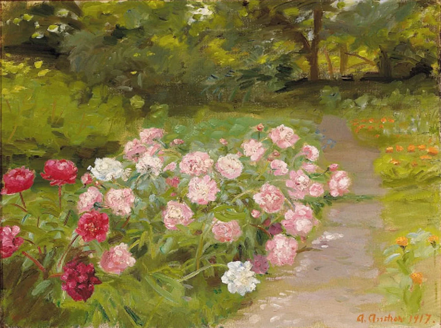 Peonías en el jardín. - Anna Ancher
