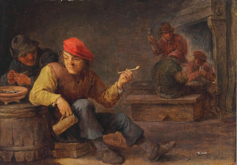Un rustre bebe y fuma en una posada - David Teniers el Joven