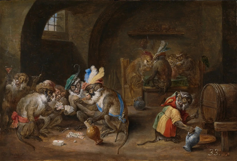 Unos monos en una taberna - David Teniers el Joven