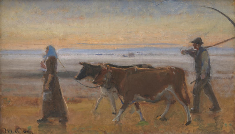 Las vacas son conducidas a través del páramo - Michael Peter Ancher