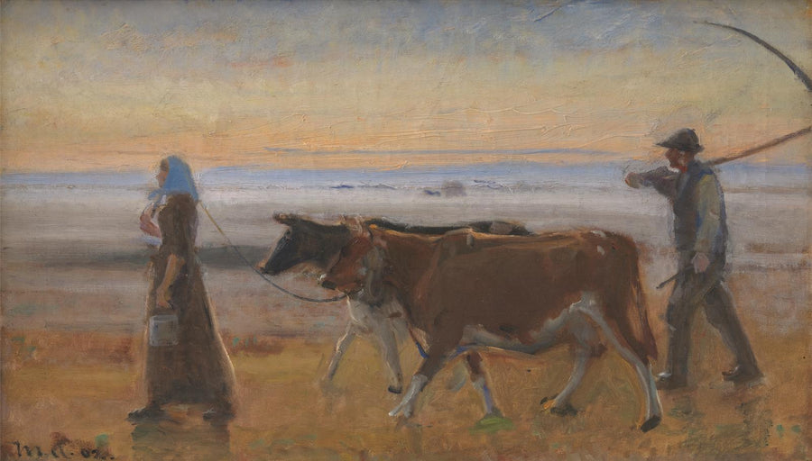 Las vacas son conducidas a través del páramo - Michael Peter Ancher