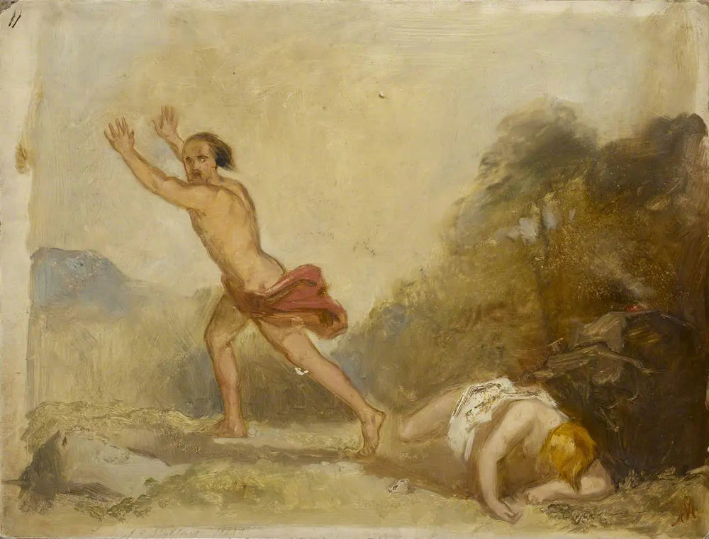 Dessin d'échantillon « Caïn fuyant le corps d'Abel » - John Everett Millais image 1 tableau peint à l’huile sur toile