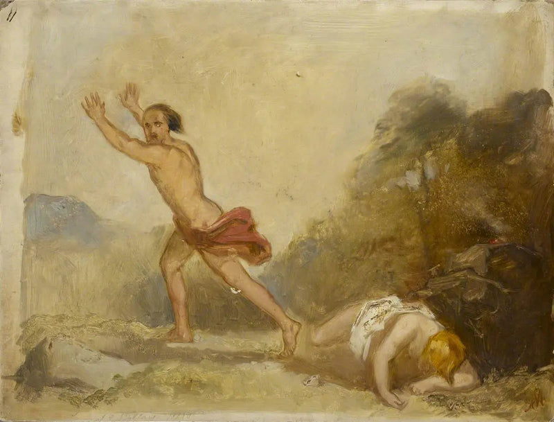 Dibujo de muestra « Caín huyendo del cuerpo de Abel » - John Everett Millais
