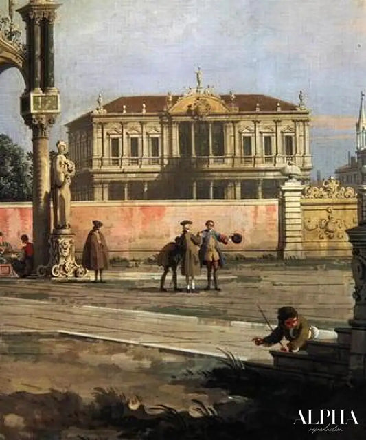 Détail d'une maison de ville et d'une place publique (huile sur toile) - Giovanni Antonio Canal - Reproductions de tableaux et peintures haut de gamme