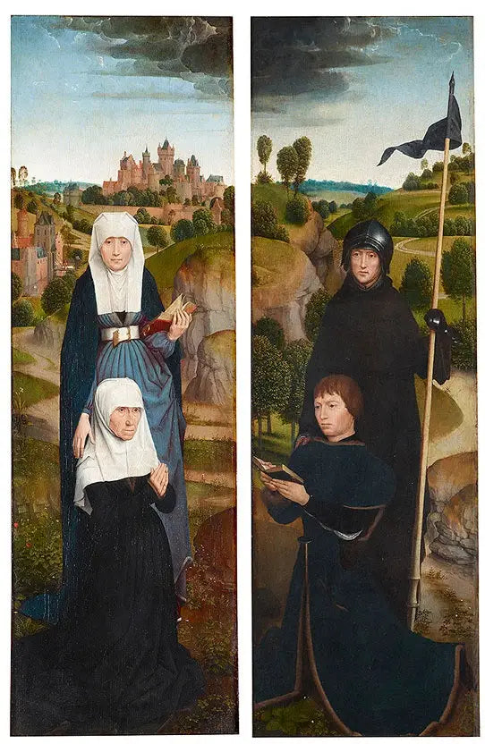 Dos alas de un tríptico con los retratos de los donantes - Hans Memling
