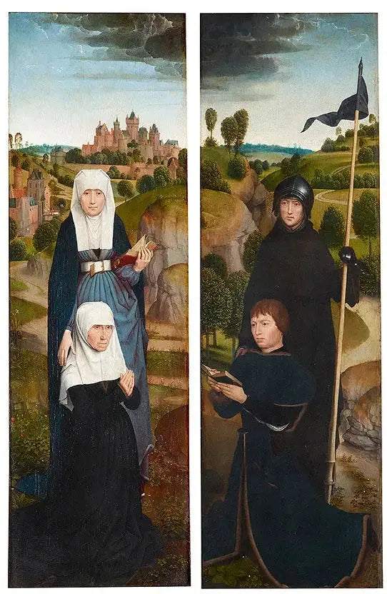 Dos alas de un tríptico con los retratos de los donantes - Hans Memling