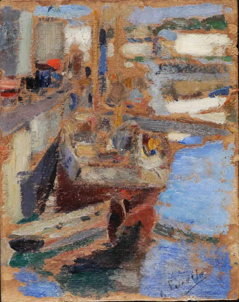 Dos barcos en el muelle - Joaquín Sorolla