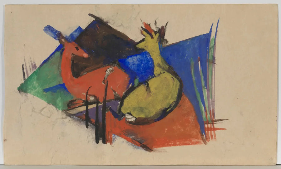 Dos ciervos acostados - Franz Marc