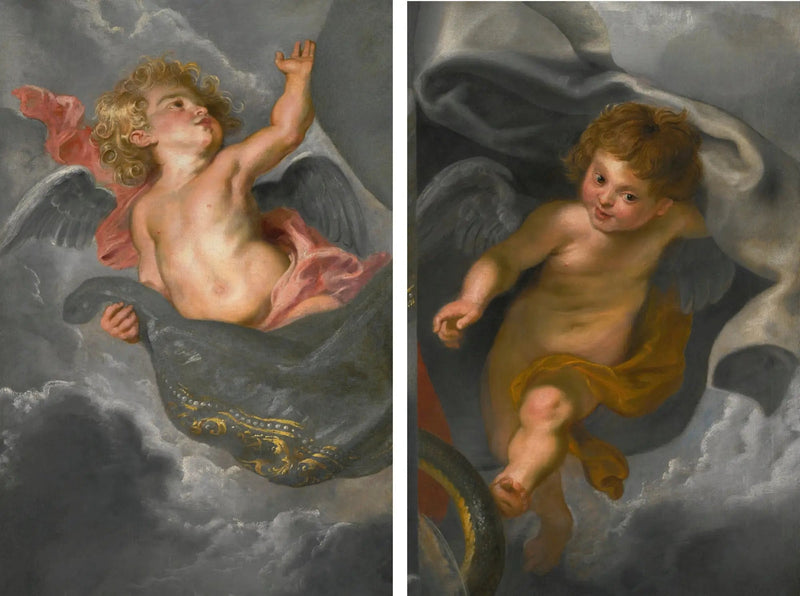 Dos querubines sosteniendo cortinas - Peter Paul Rubens