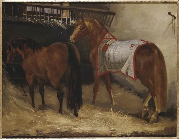 Dos caballos en el establo - Théodore Géricault