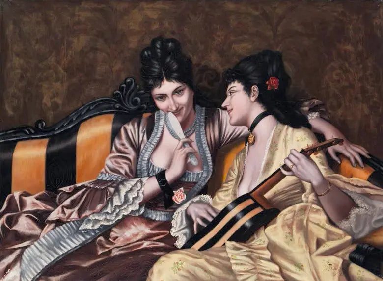 Dos damas en un sofá - Luis Ricardo Falero