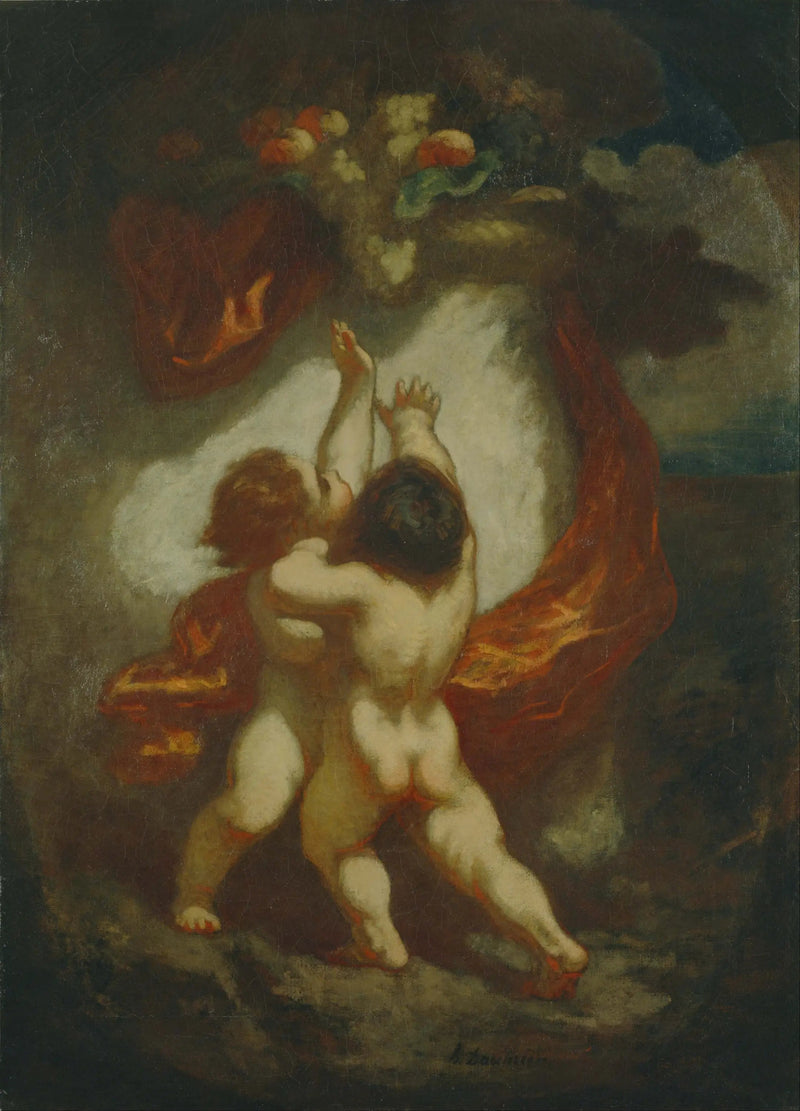 Dos niños buscando frutas - Honoré Daumier
