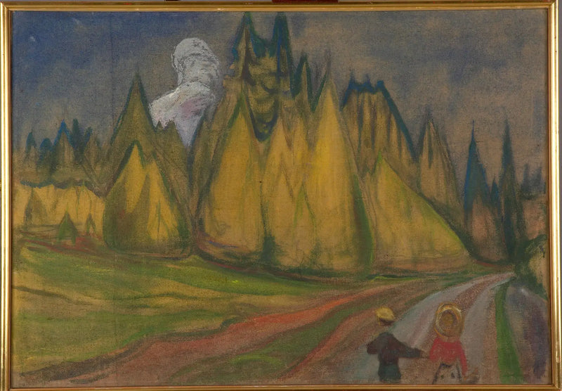 Dos Niños en el camino del bosque encantado - Edvard Munch