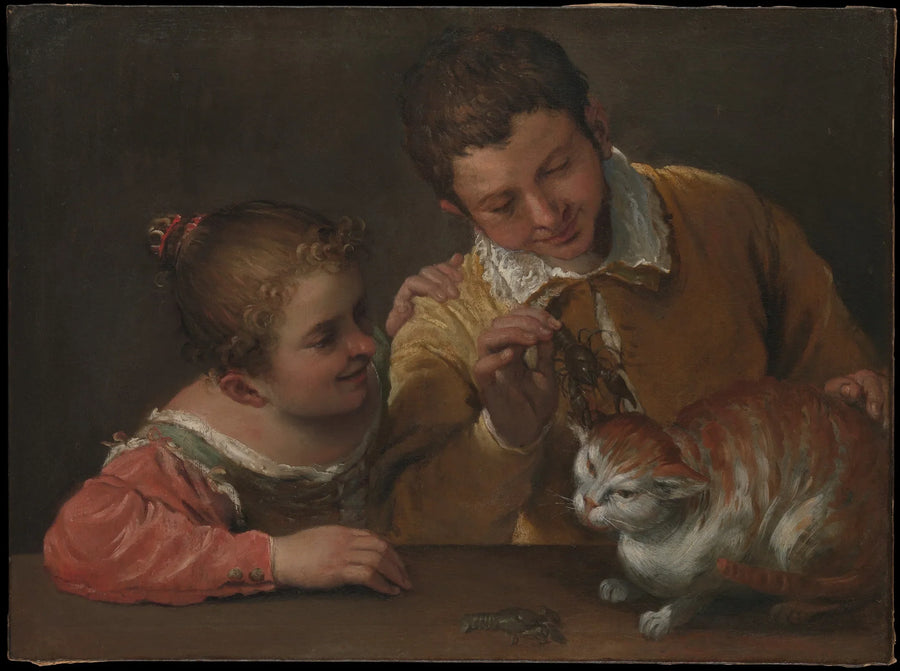 Dos niños atormentando a un gato - Annibale Carracci