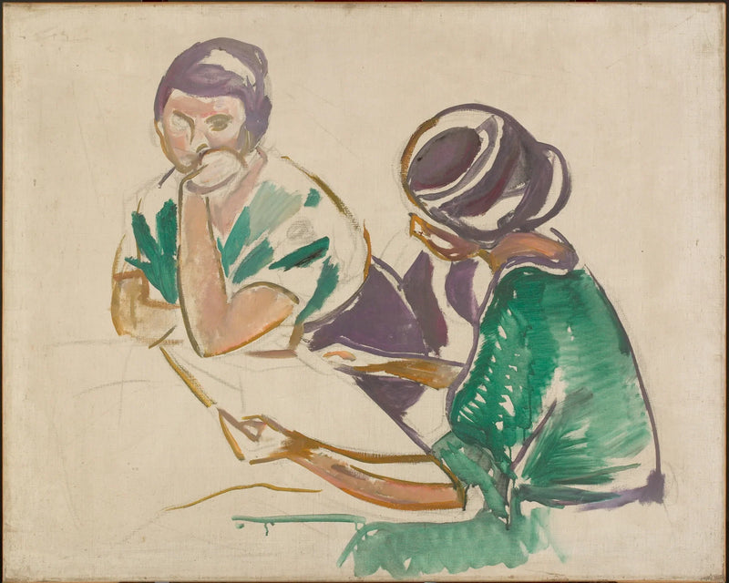 Dos mujeres en la mesa - Edvard Munch