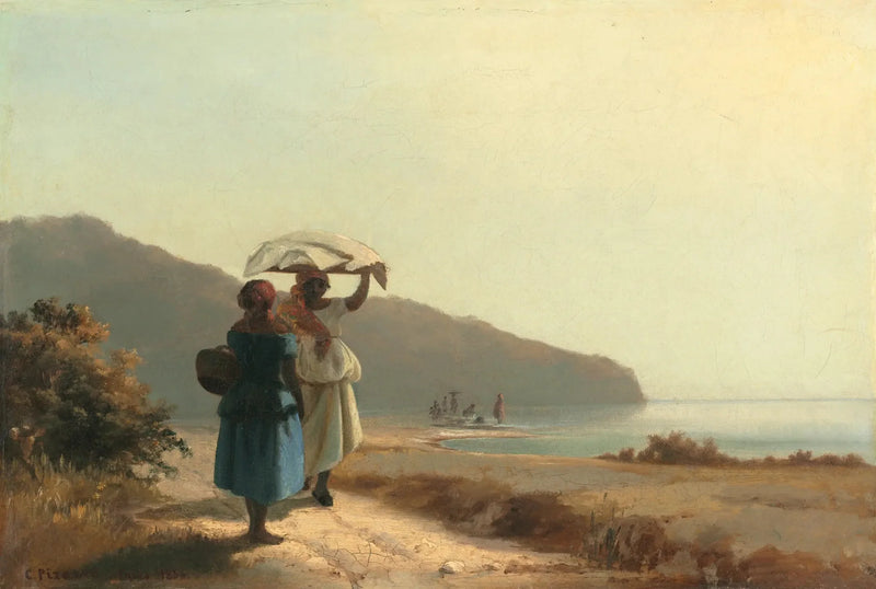 Dos mujeres conversando al borde del mar, Saint-Thomas - Camille Pissarro