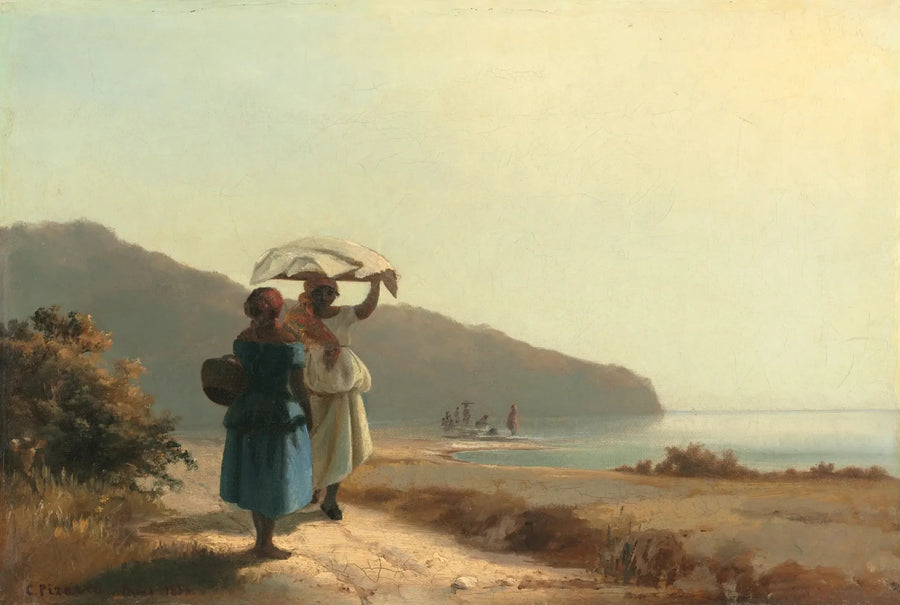 Dos mujeres conversando al borde del mar, Saint-Thomas - Camille Pissarro