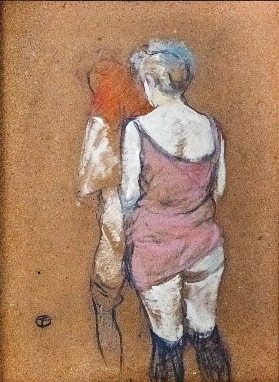 Dos mujeres semidesnudas de espaldas. Casa de la calle de los Molinos - Henri de Toulouse-Lautrec