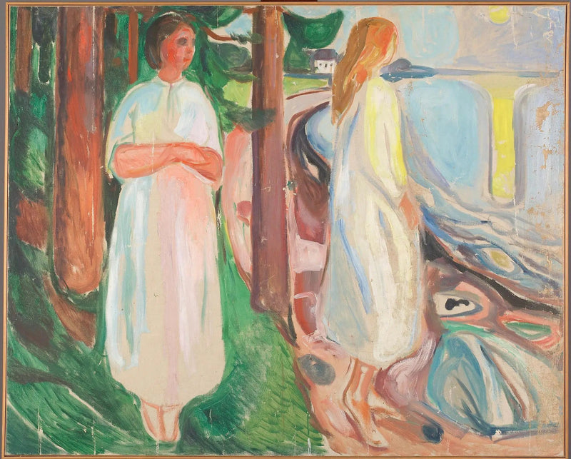 Dos mujeres de blanco en la playa - Edvard Munch