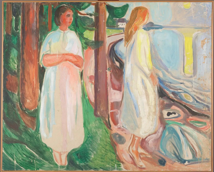 Dos mujeres de blanco en la playa - Edvard Munch