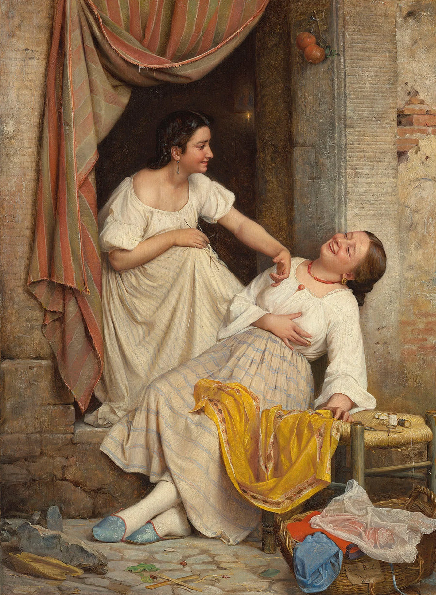 Dos chicas sonriendo - Carl Heinrich Bloch