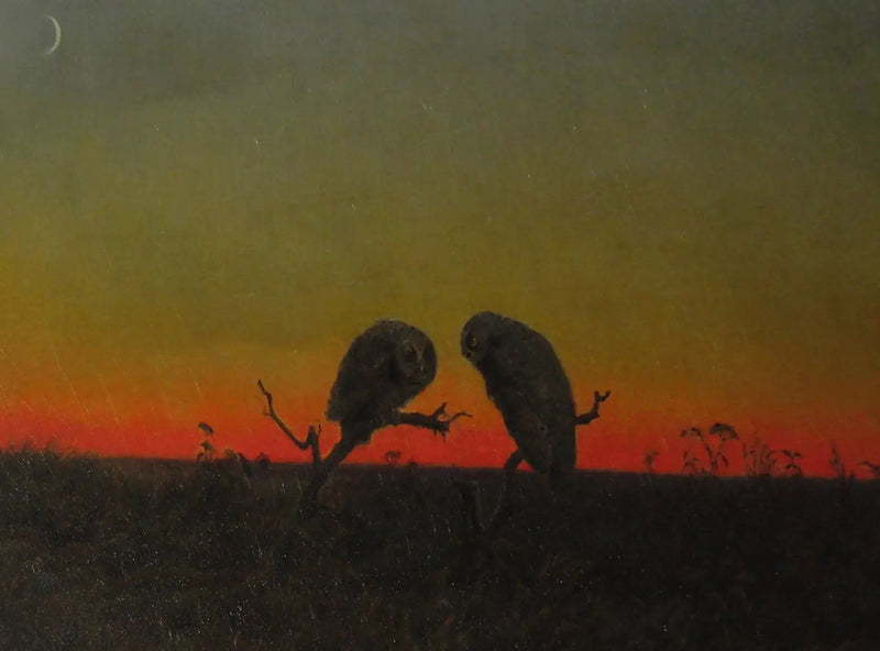 Dos búhos en la puesta del sol - Martin Johnson Heade