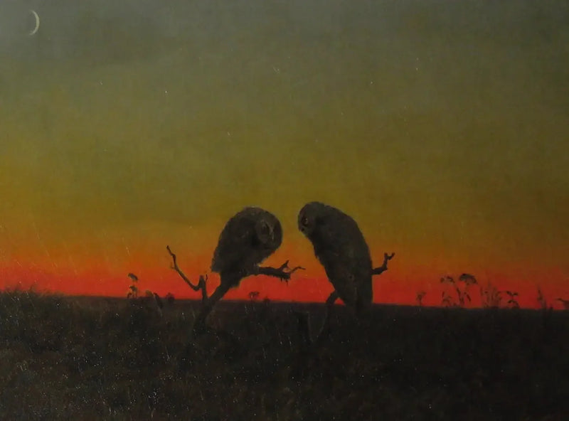 Dos búhos en la puesta del sol - Martin Johnson Heade