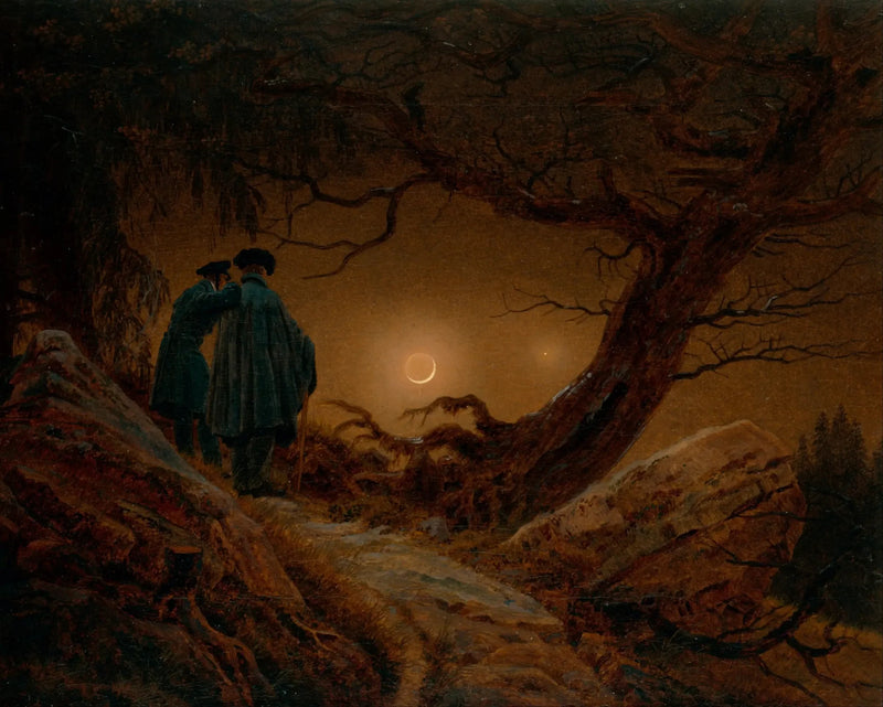 Dos hombres contemplando la luna - Caspar David Friedrich