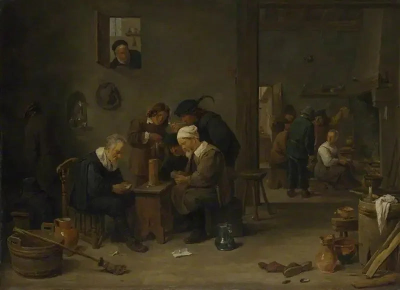 Dos hombres jugando a las cartas en la cocina de una posada - David Teniers el Joven