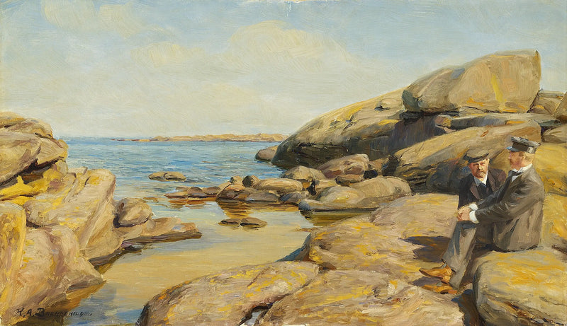 Dos hombres en una playa de Bornholm. - H. A. Brendekilde