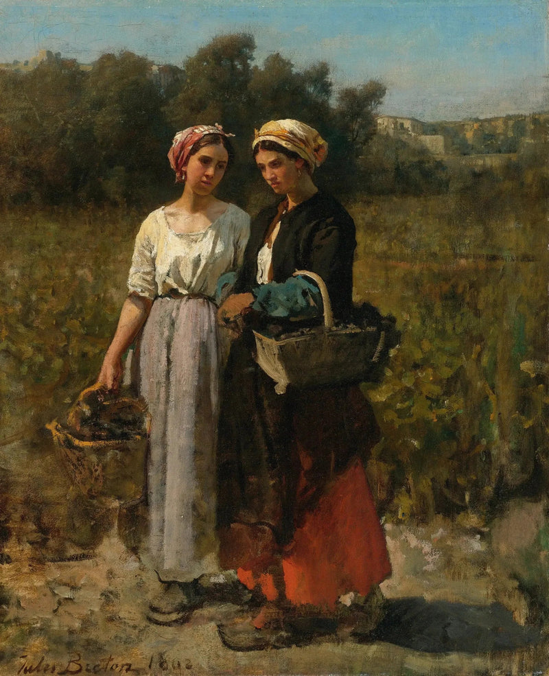 Dos jóvenes mujeres en el vintage - Jules Breton