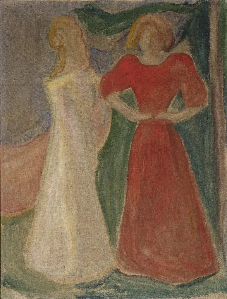 Dos jóvenes mujeres en rojo y blanco (Frise Reinhardt) - Edvard Munch