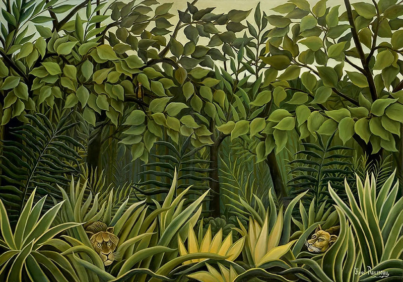 Dos leones en la espera en la jungla - Henri Rousseau